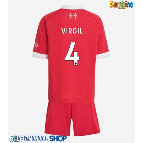 Maglie da calcio Liverpool Virgil van Dijk #4 Prima Maglia Bambino 2025-26 Manica Corta + Pantaloni corti)